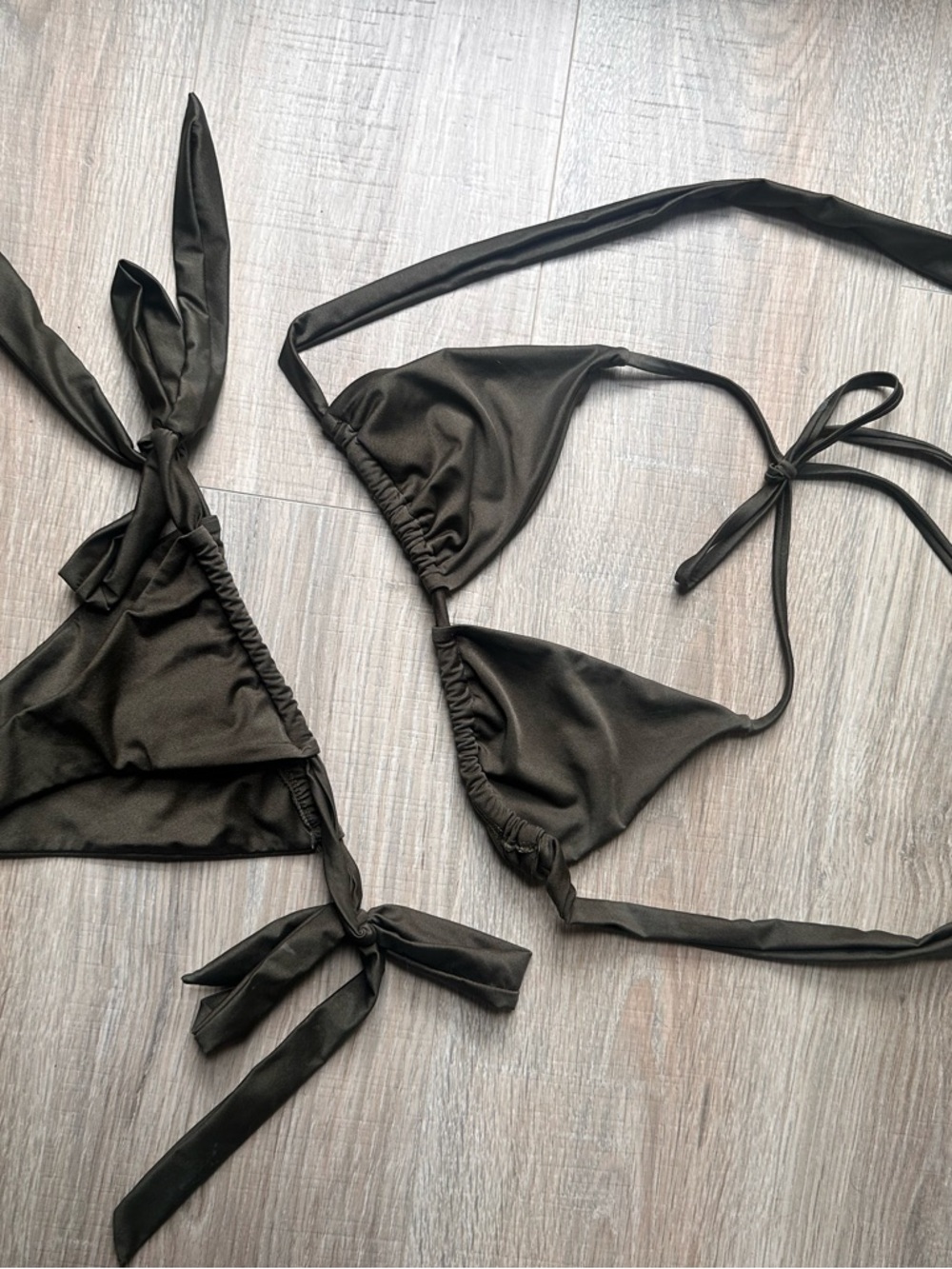 Classic Black Tie-Side Triangle Bikini Top Set